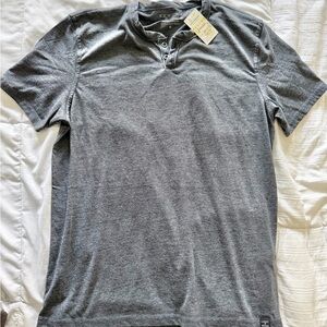 Lucky Brand Venice Burnout Button Notch Neck T-shirt - Jet Black